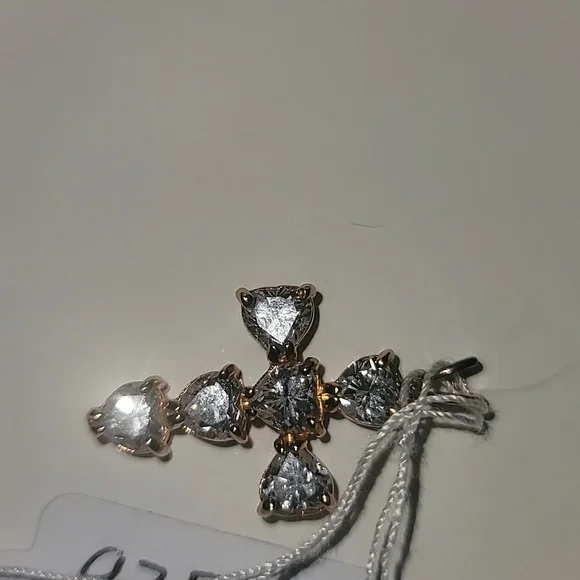 Vintage Real 925 Silver CZ Cross Pendent - Picture 12 of 13